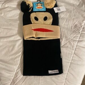 Paul Frank Classic Black Knit Scarf and Beanie Set!